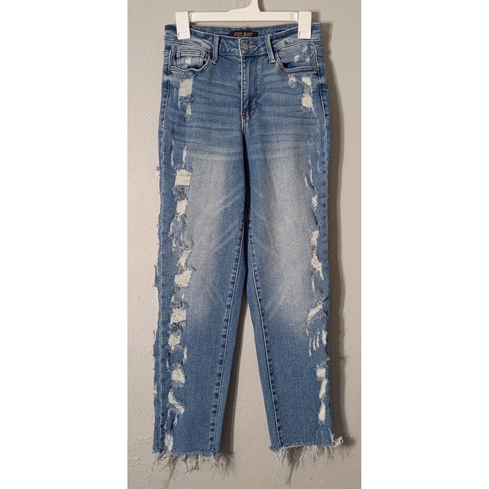 Judy Blue Women's Skinny Distressed Jeans - Blue- 1/25‎ (Actual 25/26 1/2)